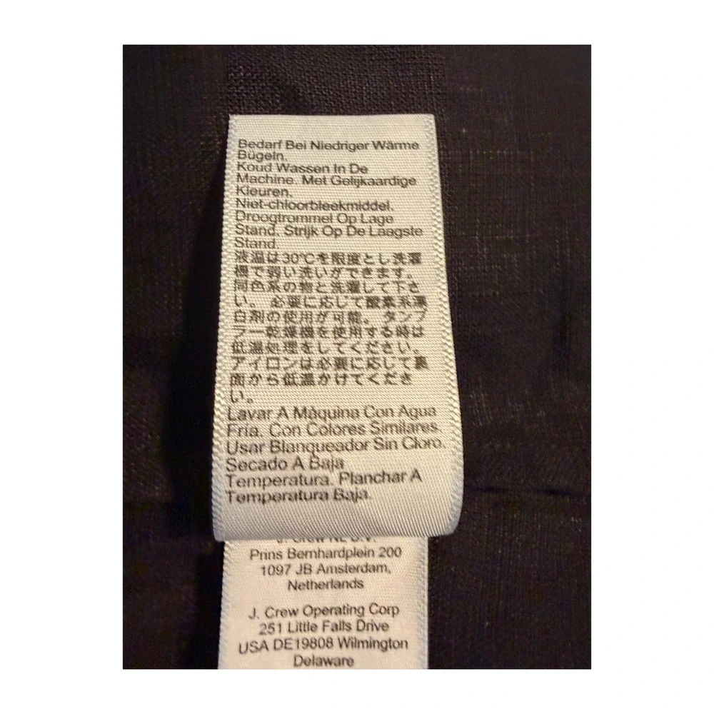 J. Crew Seamed 100% Linen Maxi Dress Black Removable Belt M